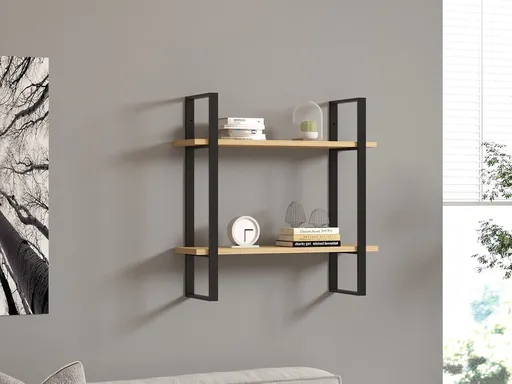 Nástěnná police Buba - Sapphire Oak, Black