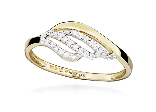 Silver Cat Půvabný pozlacený prsten s kubickými zirkony SC567 52 mm