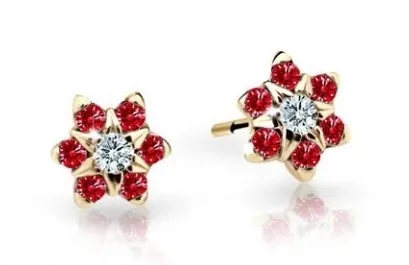 Cutie Jewellery Půvabné dětské náušnice ze žlutého zlata C2152-30-X-1 červená