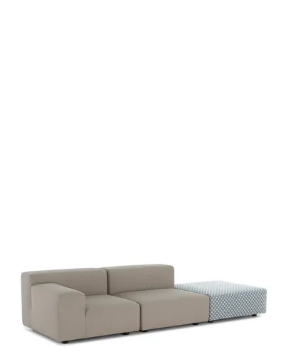 Designová zahradní pohovka Kartell Liberty s pufem OBI CHECK — styl & komfort na vaší terase Barva: béžová s modrou