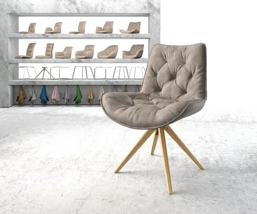 Otočná židle Taimi-Flex taupe vintage mikrovlákno dřevěná