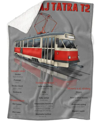 Deka Tramvaj T2 – červená (Podšití beránkem: ANO)