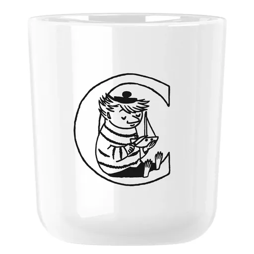 Plastový hrnek MOOMIN ABC 200 ml, písmeno C, bílá, RIG-TIG