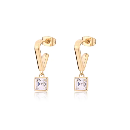 S'Agapõ Pozlacené visací náušnice s krystaly Luce SCE40
