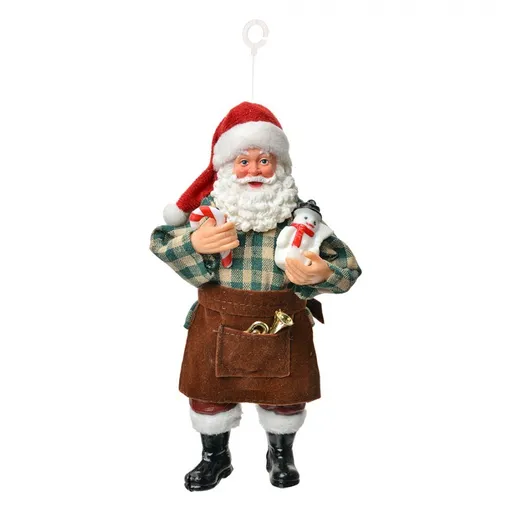 Závěsná vánoční dekorace Santa Claus držící sněhuláka - 9*6*17 cm Clayre & Eef
