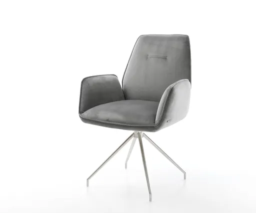 Otočná židle Zoa-Flex šedá samet křížová podnož zúžená nerezová