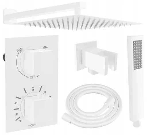 MEXEN/S Cube DR02 podomítkový sprchový SET + slim sprcha 25, bílá 77502DR0225-20