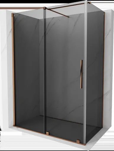 MEXEN/S Velar sprchový kout, posuvné dveře 140 x 70, grafit, růžové zlato 871-140-070-41-60