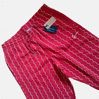 Melegíto nadrág Karl Kani Small Signature Ziczac Pinstripe Relaxed Fit Sweatpants dark red/off white