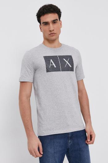 Bavlněné tričko Armani Exchange šedá barva, s potiskem, 8NZTCK Z8H4Z