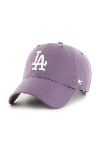 Bavlněná baseballová čepice 47 brand MLB Los Angeles Dodgers fialová barva, s aplikací, B-PTLSD12GWS-II