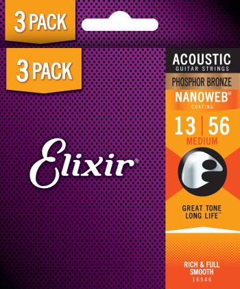 Elixir Nanoweb Phosphor Bronze Medium 3-Pack