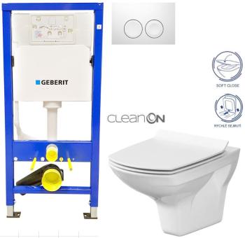 Geberit Duofix tlačítko DELTA21 bílé WC CERSANIT CARINA CLEANON + SEDÁTKO 458.103.00.1 21BI CA3