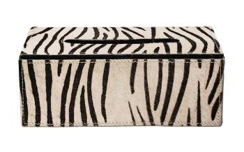 Kožený zásobník na papírové kapesníky Zebra - 25*14*9 cm MHZBTB