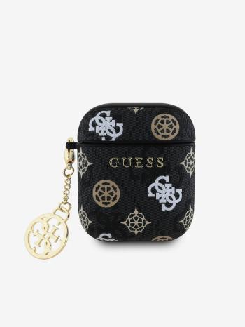 Guess PU 4G Peony Charm Pouzdro pro AirPods 1/2 Black Tok Lila