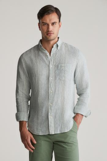 KOŠILE GANT REG LINEN STRIPE SHIRT KALAMATA GREEN