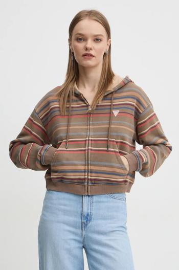 Mikina Guess Originals dámská, hnědá barva, s kapucí, vzorovaná, W4BQ00 KC811