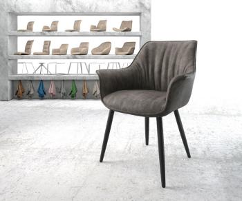 Jídelní židle Keila-Flex s područkami antracitová vintage