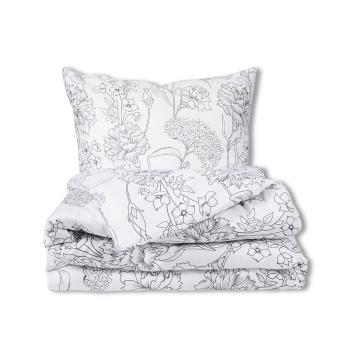 Lenjerie de pat Matex Satin Flori gri , 140 x 200cm, 70 x 90 cm