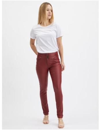 Vínové dámské skinny fit kalhoty