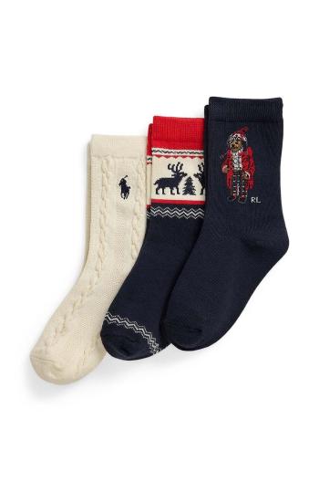 Dětské ponožky Polo Ralph Lauren 3-pack tmavomodrá barva, 443958812001