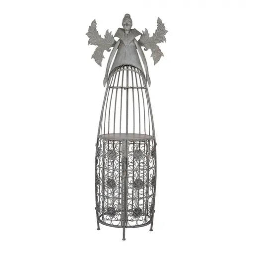 Šedá antik kovová police na víno anděl Wine Rack Angel - 79*62*207 cm Clayre & Eef
