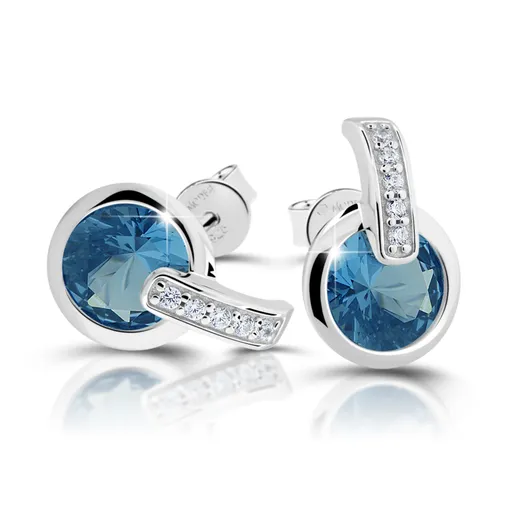 Modesi Okouzlující stříbrné náušnice se zirkony a akvamarínem M21063