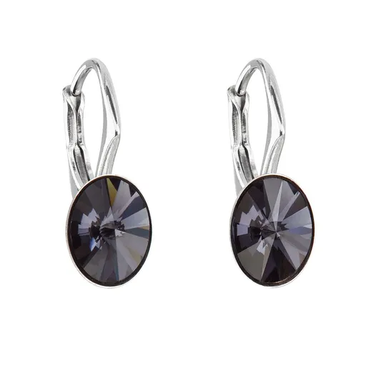 Evolution Group - Pavona Blyštivé oválné náušnice s krystaly Swarovski 31276.3 graphite