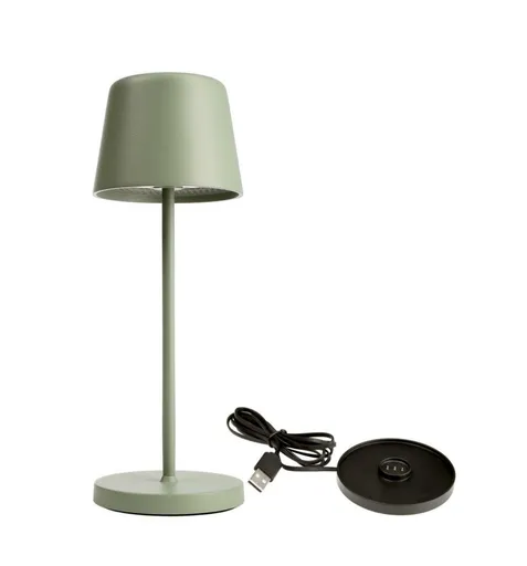 Light Impressions Deko-Light nabíjecí svítidlo - sada Canis Mini šedozelená + nabíjecí základna 620203