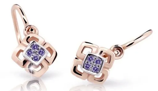 Cutie Jewellery Dětské bicolor náušnice z růžového zlata C2240-10-X-4 fialová