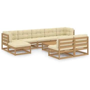 10dílná zahradní souprava s poduškami medově hnědá borovice , 3077142 (3077142)