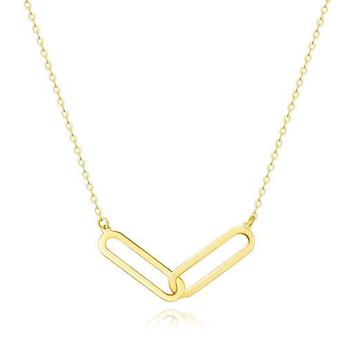 Náhrdelník ze žlutého 14K zlata - propojená plochá podlouhlá očka
