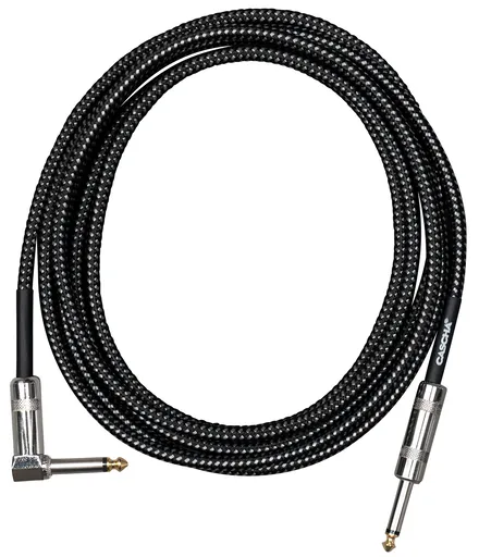 Cascha Standard Line Guitar Cable Angled Black Tweed 9m