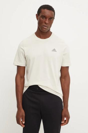 Bavlněné tričko adidas Essentials béžová barva, IY9099