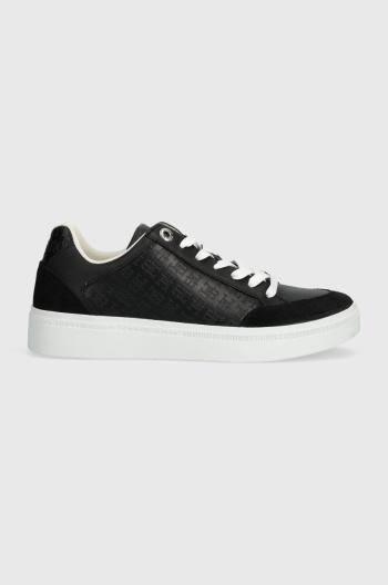 Kožené sneakers boty Tommy Hilfiger COURT SNEAKER MONOGRAM černá barva, FW0FW07812