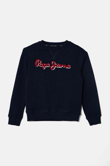 Dětská bavlněná mikina Pepe Jeans NEW LAMONTY CREW tmavomodrá barva, s aplikací, PB581613