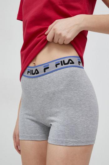 Kraťasy Fila x Hailey Bieber dámské, šedá barva, melanžové, high waist