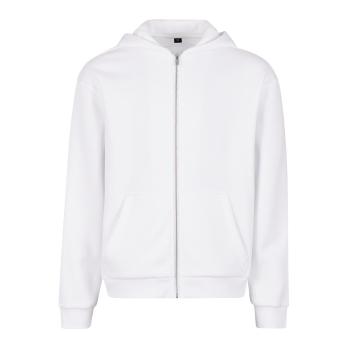 Build Your Brand Hebká pánská mikina na zip Fluffy - Bílá | 4XL