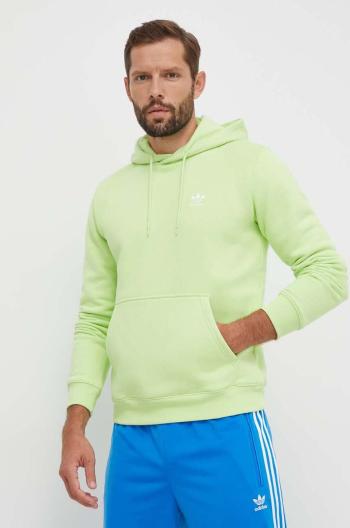 Mikina adidas Originals pánská, zelená barva, s kapucí, hladká