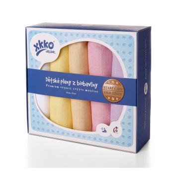 KIKKO Pleny dětské z biobavlny Staré časy 70x70 (5 ks) – pastels, pro holky