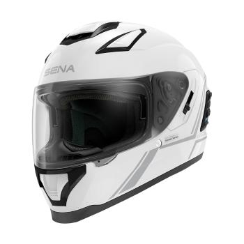 Moto přilba SENA Stryker s integrovaným Mesh headsetem Shine White  lesklá bílá  L (59-60)