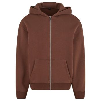 Build Your Brand Hebká pánská mikina na zip Fluffy - Čokoládová | XL