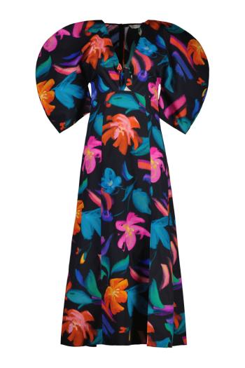 ŠATY GANT FLORAL PRINT VOLUME SLEEVE DRESS EBONY BLACK