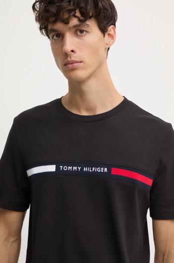 Bavlněné tričko Tommy Hilfiger černá barva, s aplikací, MW0MW36498