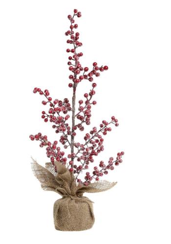 Vánoční stromek červené bobule v jutě Fleur Tree - 50 cm 39098700