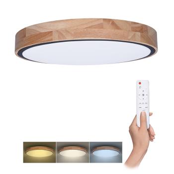 Solight Dřevěné LED stropní svítidlo kulaté 510mm 32/60W CCT s DO WO8006