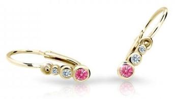 Cutie Jewellery Zlaté dětské náušnice C2255-10-X-1 fuchsiová