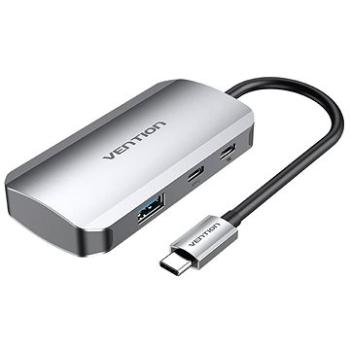 Vention Type-C to USB-C 3.2 Gen 1 / 3x USB3.0 / PD Hub 0.15M Gray Aluminum Alloy Type  (TNDHB)