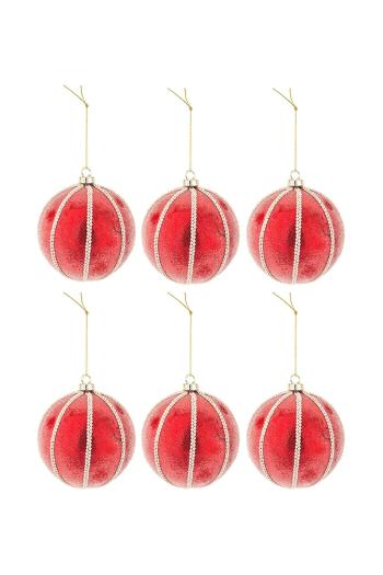 karácsonyfadíszek 9 x 8 x 8 cm 6 db piros