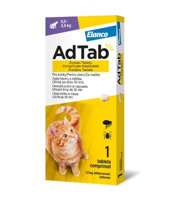 AdTab Žvýkací tablety pro kočky 0,5-2 kg 12 mg 1 tableta